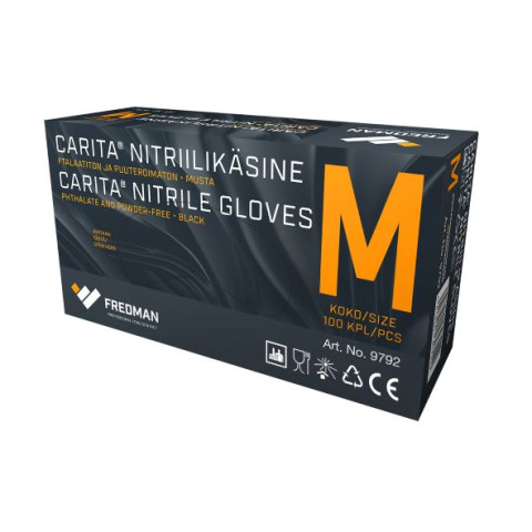 Fredman Carita® nitriilikäsine, musta koko M